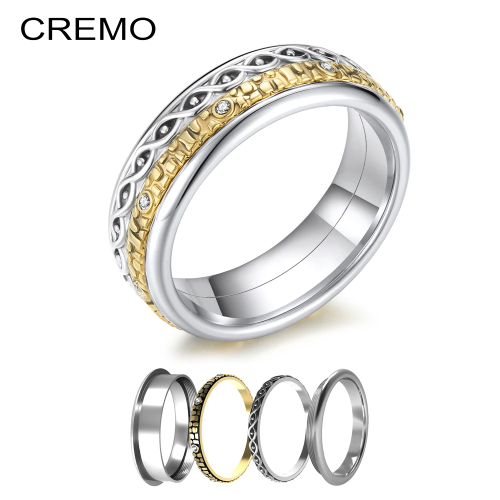 Женские кольца из нержавеющей стали Cremo сменные Многослойные ручной работы