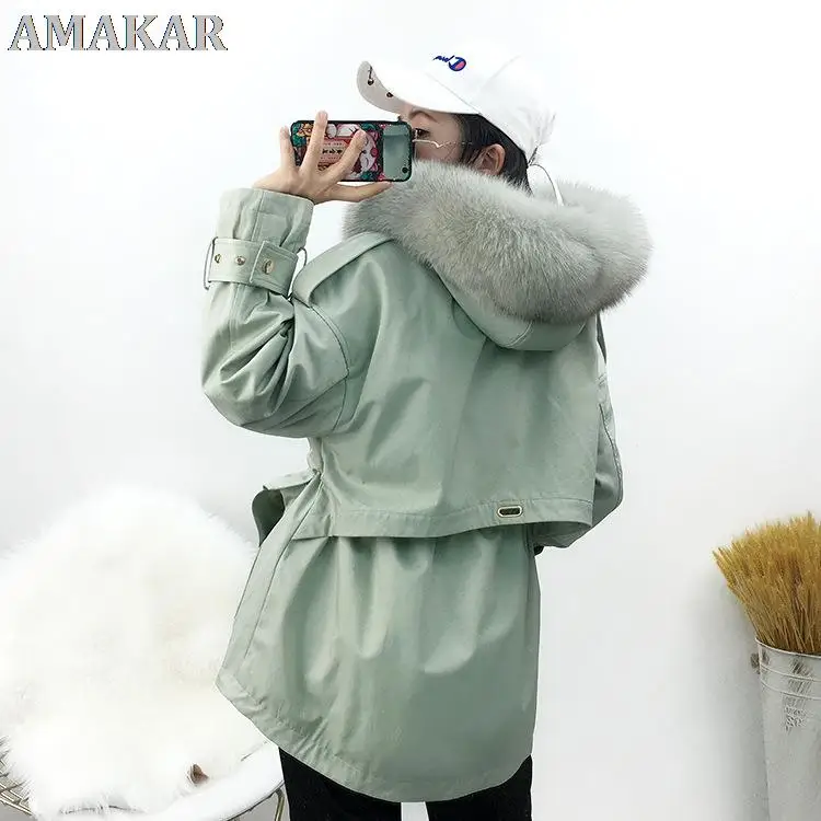 

Осенне-зимняя коллекция 2022, посылается, чтобы преодолеть свободные большие ярды женского пузыря выдры, съемный лисий мех