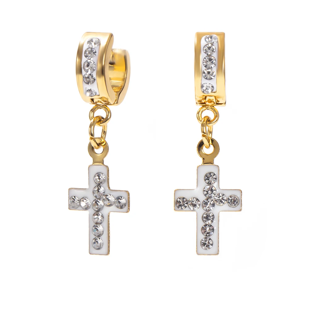 

Newly Stainless Steel Cross Pendant Drop Earrings Men Punk Rock Jewelry for Girls Women Gifts