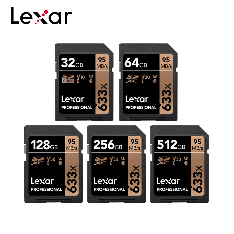 Карта памяти Lexar SD Card 32 Гб 64 128 ГБ 256 633x C10 SDXC флеш-накопитель для камеры | Компьютеры