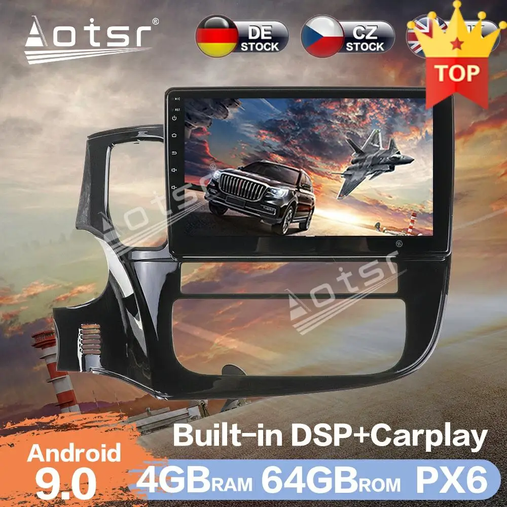Aotsr Android 9 0 RAM 4GB Автомобильный Радио плеер GPS навигация для Mitsubishi Outlander 2014 + DSP авто