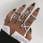 Набор Колец IFMIA женских в этническом стиле, Винтажные Ювелирные украшения на палец в виде змеи серебристого цвета с геометрическим дизайном