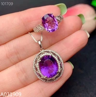 kjjeaxcmy boutique jewelry 925 sterling silver inlaid amethyst gemstone necklace pendant ring womens suit exquisite