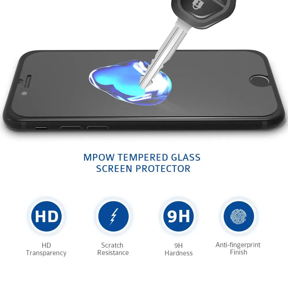 Mpow 2 шт. прозрачная Защита экрана для iPhone 7 9H твердость 0 33 мм тонкое закаленное
