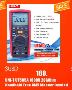 ЖК-дисплей с подсветкой UNI-T UT501A 100V-1000V мегомметром изоляции заземления Измеритель сопротивления заземления тестер Мегаомметр вольтметр