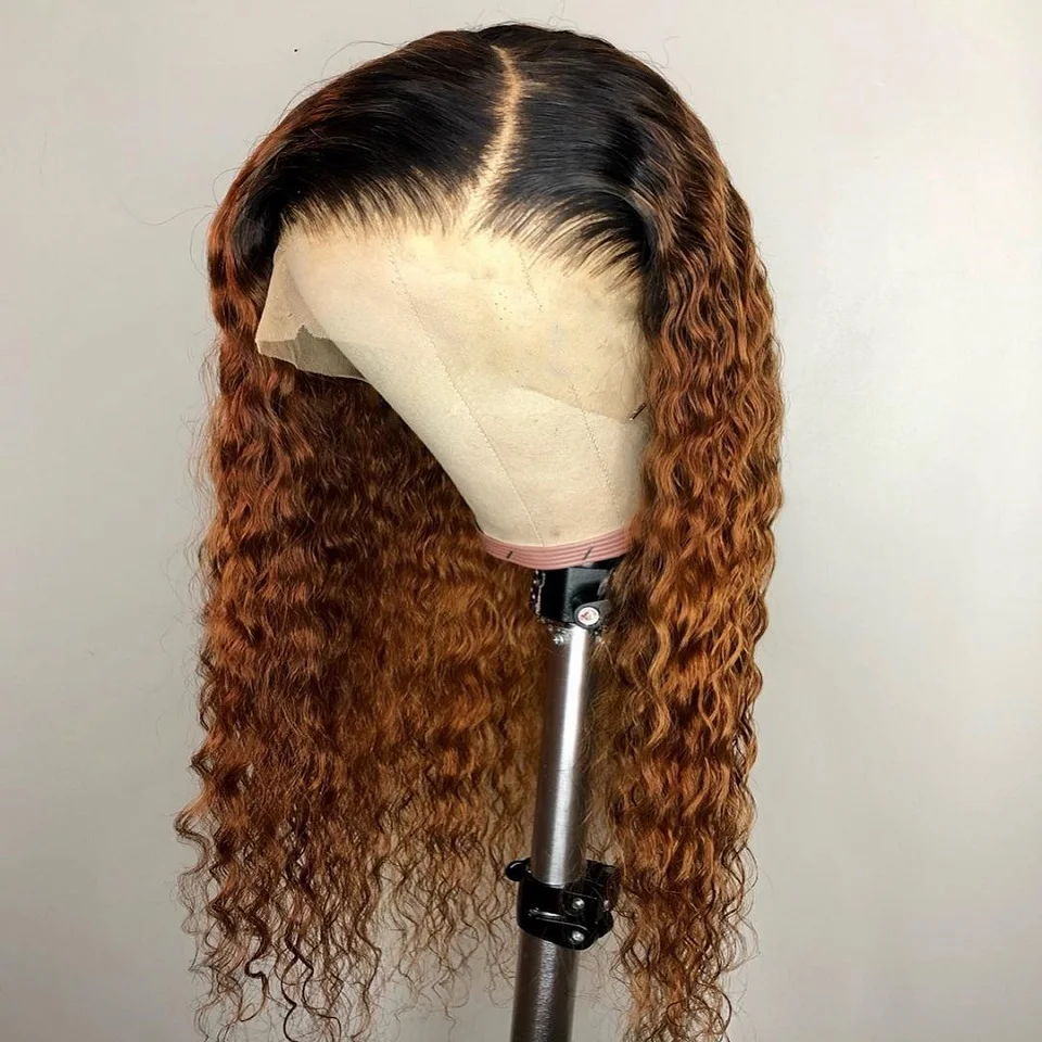 Вьющиеся 1B/30 эффектом деграде (переход от темного к Цвет Синтетические волосы на