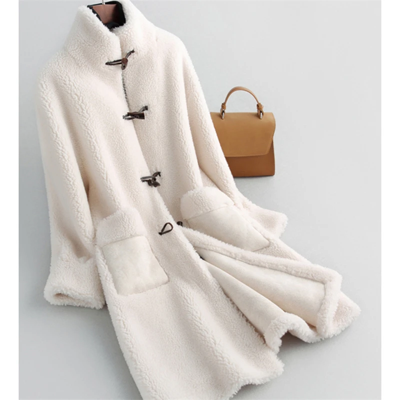 Длинная стрижка овечьей шерсти Женская Новинка Зима 2019 шерстяное овечье теплое