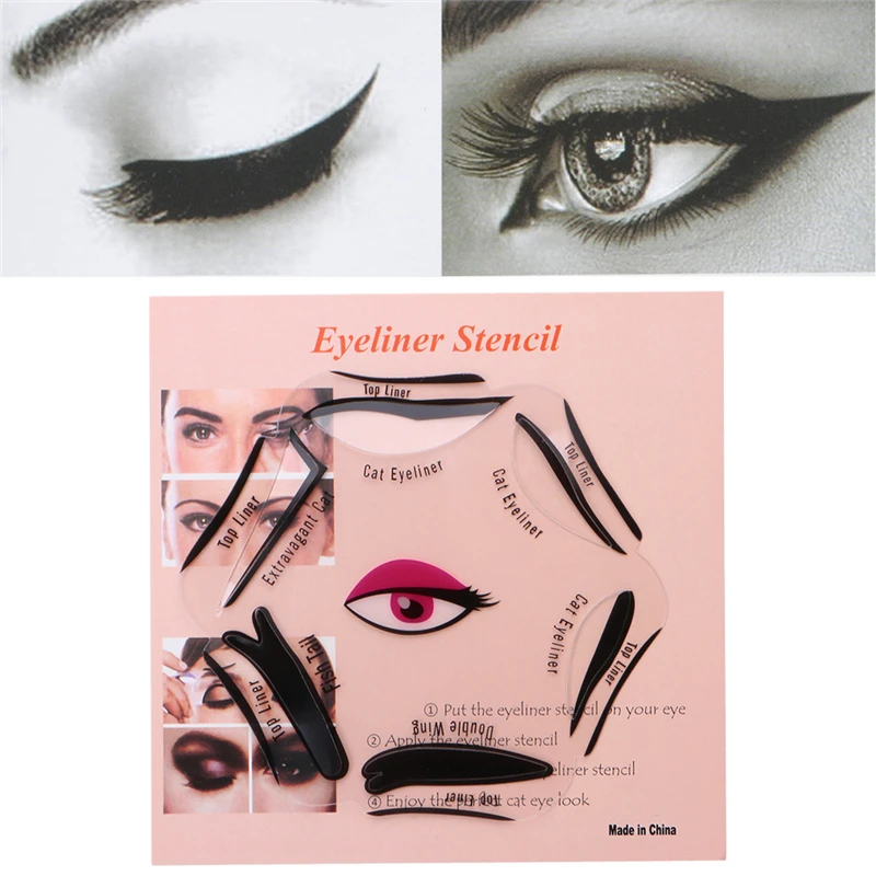 1pack 6 Style in 1 Eye Makeup Stencil Cat liner Cosmetic Tool Card Template Eyeliner Eyeshadow |