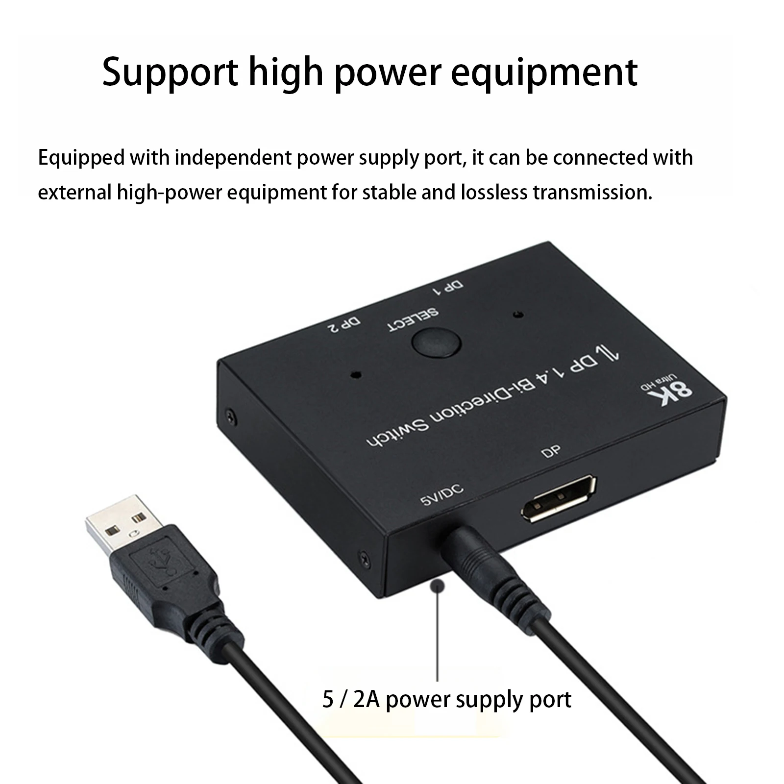 

Displayport 8K DP 1.4 Splitter Switch 2 Ports Bi-directional 1x2 / 2x1 DP1.4 Switcher Ultra HD 8K 3D HDR HDCP for PS4 Xbox HDTV