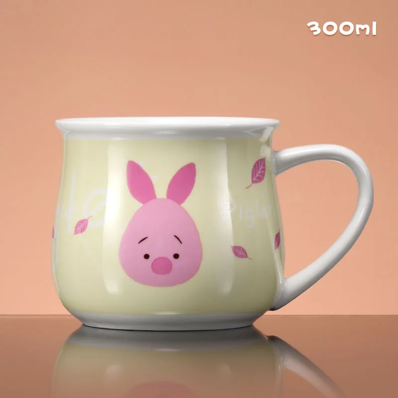 Piglet Дисней, 300 мл, Q Edition, с рисунком Винни-Пуха, керамические чашки для воды, милые детские молочные кружки для маленьких мальчиков и девочек, рождественские подарки, Taza - Цвет: Piglet