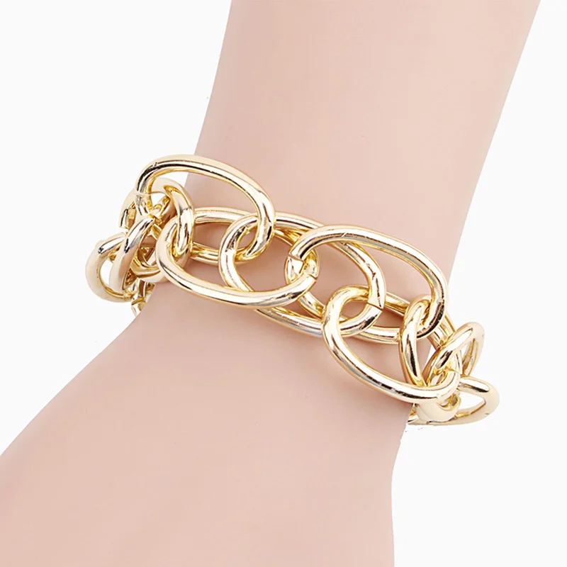 

Oval Hip Hop Thick Chain Bracelet Punk Cuban Chain Bracelets For Women Fashion Wrist Jewelry|Chain 18+6cm New 1pc