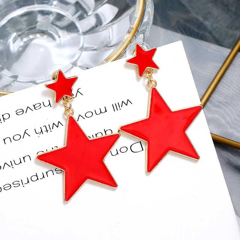 Модные металлические простые висячие серьги в виде пентаграммы для женщин