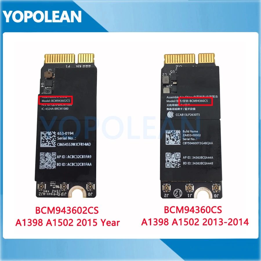 Оригинальная Bluetooth 4 0 1 Wifi карта для Macbook Pro Retina A1502 A1425 A1398 BCM94360CS BCM943602CS802.11ac 2013 2014 |