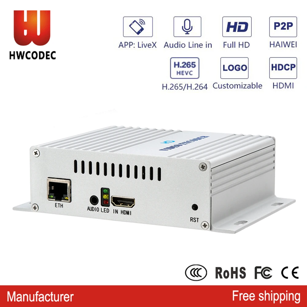 HWCODEC H5110A H.264 H.265 HDMI/ CVBS 1080P Full HD видео кодировщик кодирующее устройство телевидения