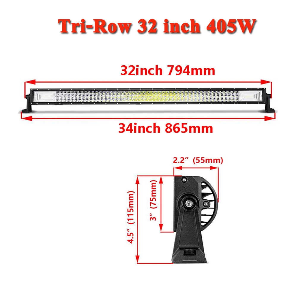 405W no wire kit SKYWORLD 2" 32" 4" 52" дюймов прямой внедорожный светодиодный фонарь 7D трехрядная противотуманная фара для 4x4 4WD грузовик автомобиль ATV Трактор 12 В 24 В - Цвет: 405W no wire kit