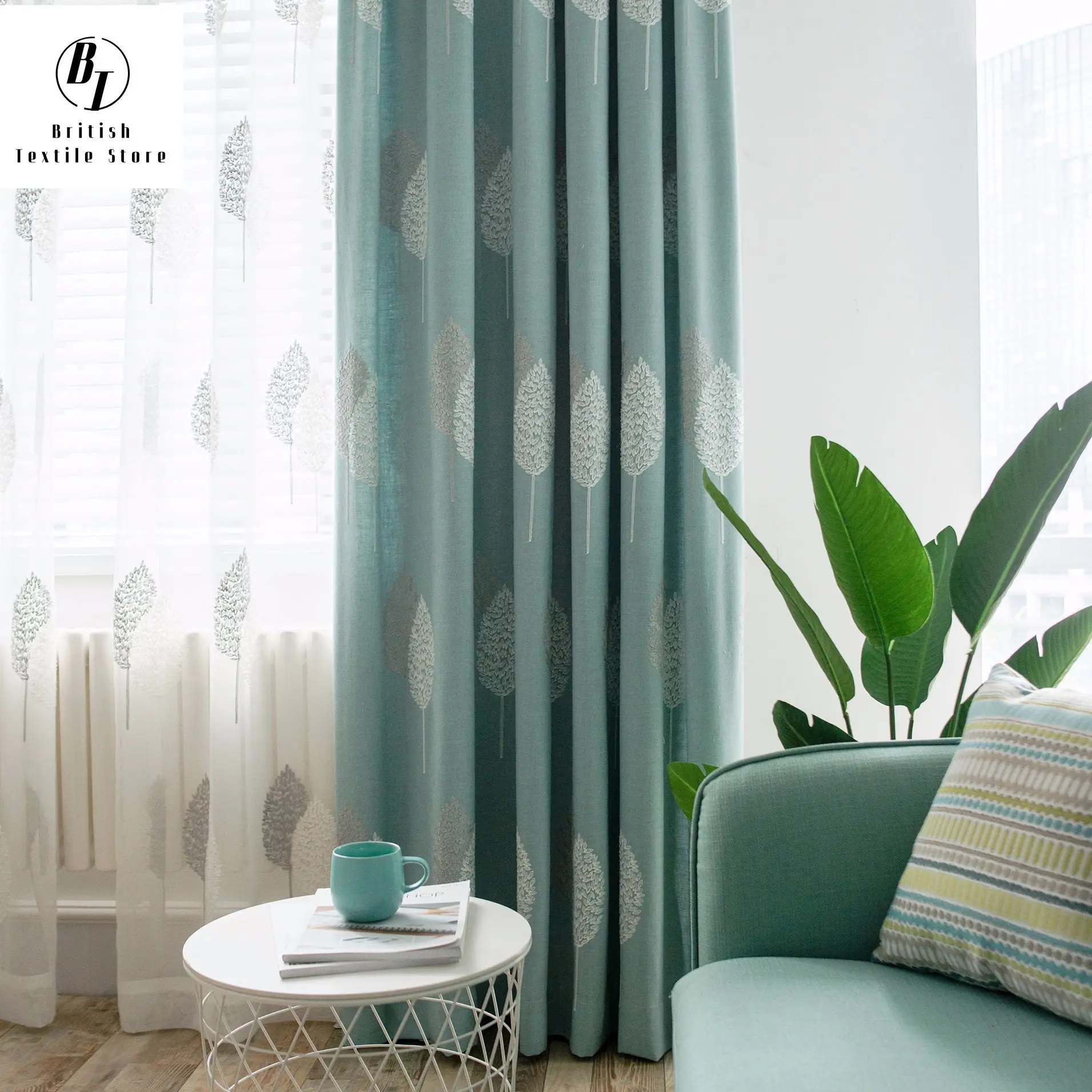 

Direct-selling Curtain Fabrics From Manufacturers Sell Well Modern European Curtain Cotton Linen and Bamboo Embroidered