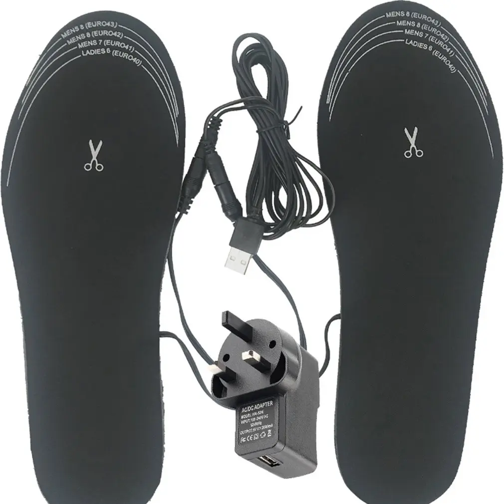 

USB Heating Insole Electric Heating Foot Treasure Charging Heating Washable Winter Warm Insole Heating Insole US EU UK Adapter