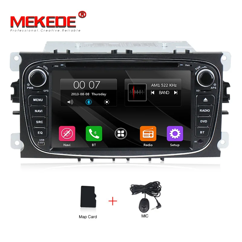 black 2din автомобильный gps навигационное радио для Focus S-max Kuga Mondeo с Радио DVD головное устройство рулевое колесо bluetooth управление бесплатно 8 Гб карта - Цвет: black