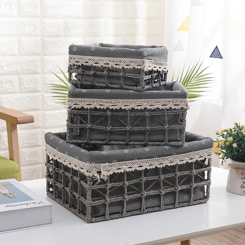 3 шт./компл. корзина для хранения белья плетеная органайзер игрушек коробка