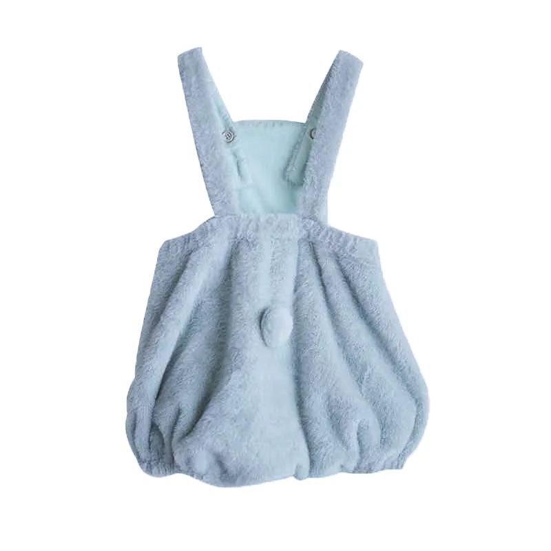 

Girls Sweater Bib Set Autumn and Winter Cute Baby Spring New Imitation Rabbit Velvet Padded Bib Shorts