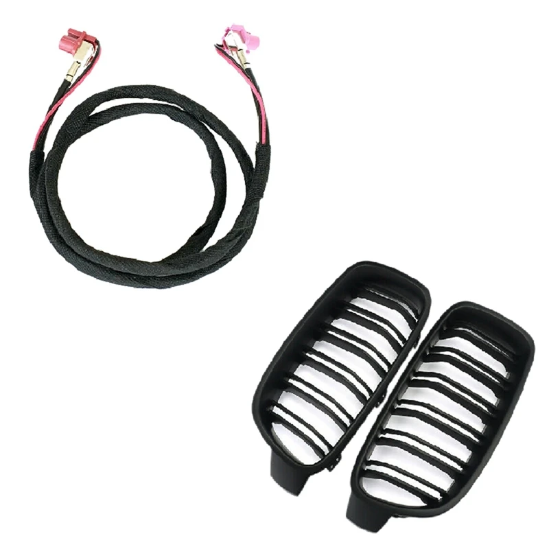 

Front Kidney Grille Grills Matte Black For BMW F30 F35 328I 335I 2012-2016 & CID Video Cable LVDS Line Retrofit HSD2