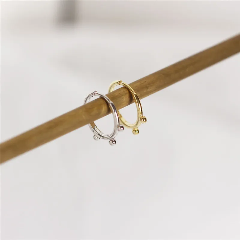 DAIWUJAN 925 Sterling Silver Minimalist INS Style Small Round Beads Stud Earrings for Women Girls Geometric Ear Clip Jewelry | Украшения и