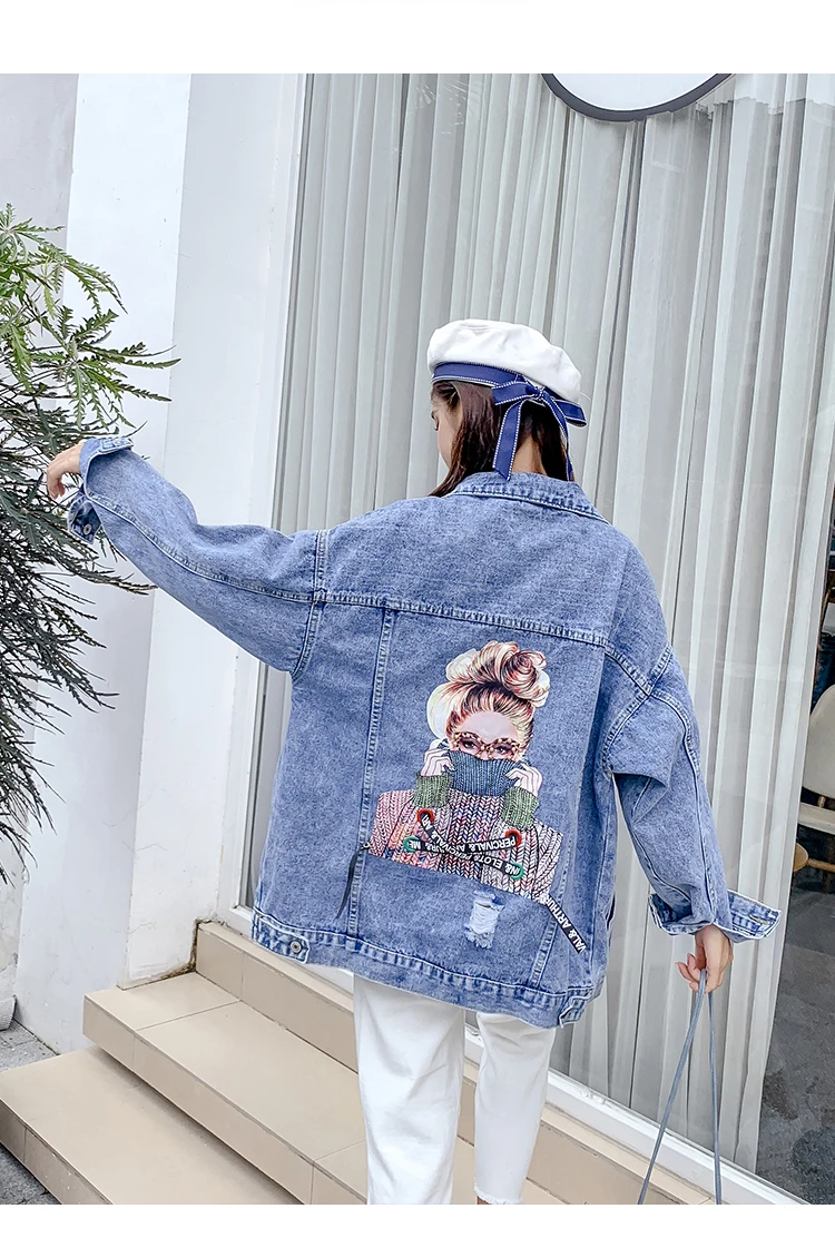 Новинка 2020 джинсовая куртка женская с блестками в стиле панк рукав летучая мышь