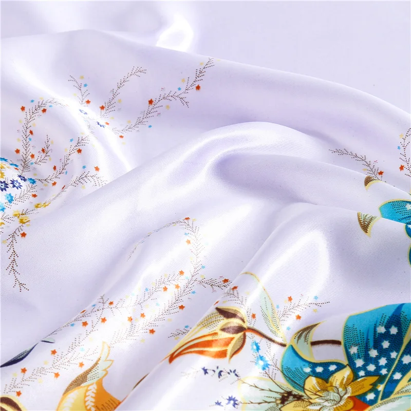 

Elegant Silk Satin Neck Scarves For Women Fashion Floral Print Kerchief Hijab Scarf Female 90cm Square Shawls Scarfs For Ladies