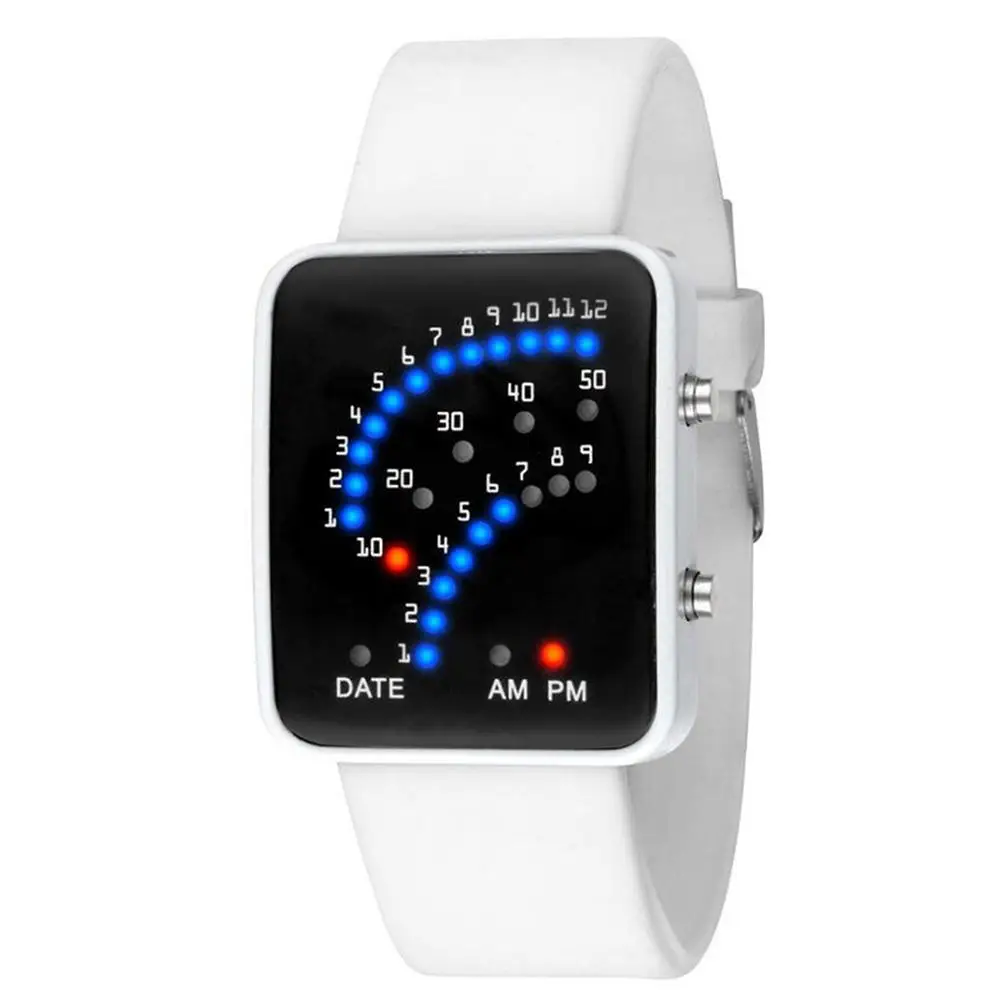 Белый Quartz Wristwatches Men Luxury Mens Digital LED Sport Watch Men Outdoor Electronic Dress Watch Relogio Masculino Clock - Цвет: Белый