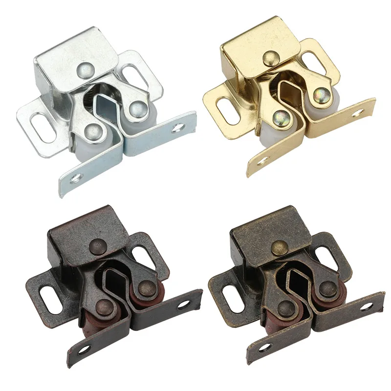 

1Pcs Prong Doors Latch Double Ball Roller Catches Cupboard Closer Cabinet Hardware Tool Bronze Double Roller Catch Latch Locks