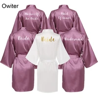 owiter gold white font gown satin silk bride mother robe wedding bridal bridesmaid dressing robes women sleepwear plus size