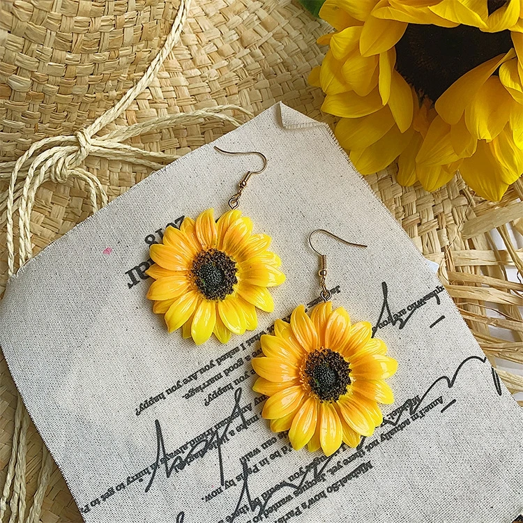 2019 новые корейские Винтажные серьги в форме подсолнечника большие висячие для