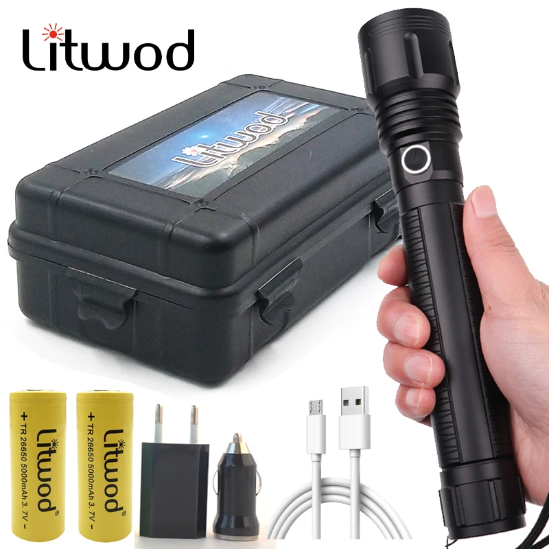 Litwod Z401446 50000LM XHP70.2 светодиодный фонарик CREE XHP50 высокомощный тактический
