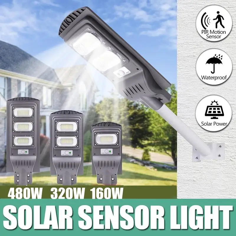 160W 320W 480W светодиодный Солнечный уличный светильник движения PIR Сенсор
