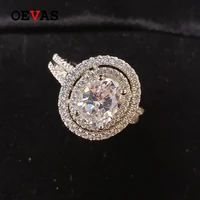oevas solid 925 sterling silver bridal rings sparkling oval high carbon diamond wedding engagement party fine jewelry wholesale