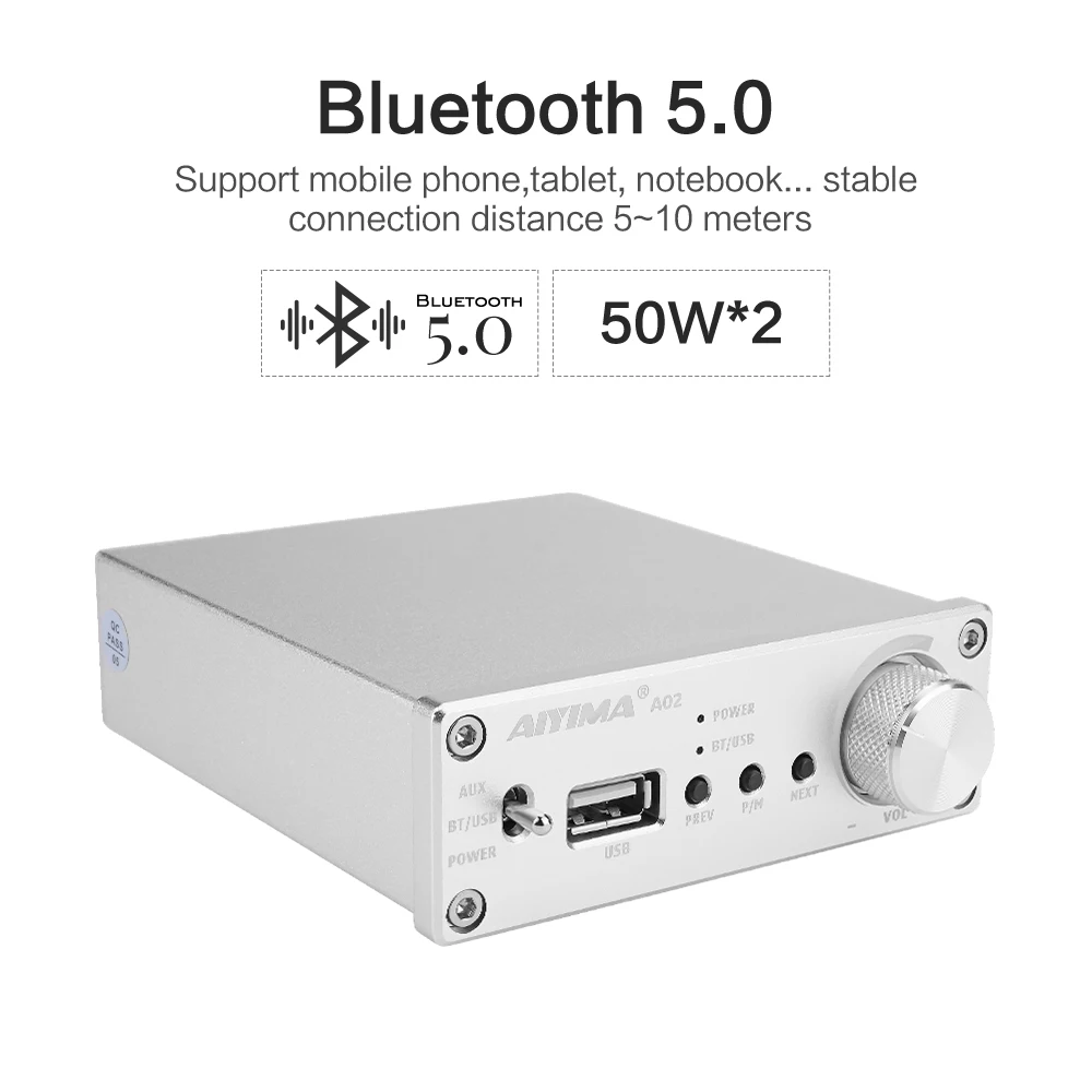 AIYIMA HIFI TPA3116 Bluetooth 5,0 усилитель мощности стерео цифровой слуховой аппарат 50 Вт* 2 AUX домашний кинотеатр Усилители звука Amp