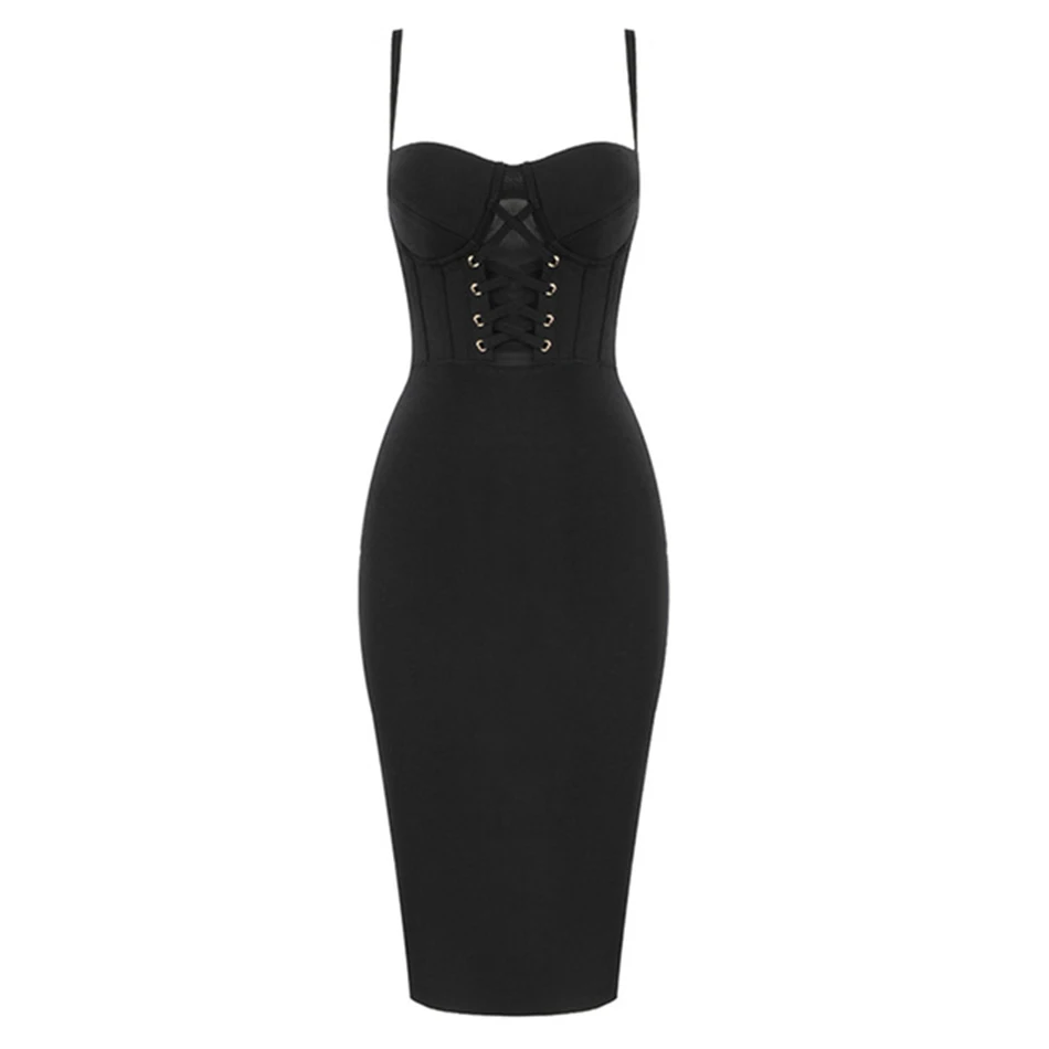 Ailigou2020 Summer New Women's Bandage Dress Celebrity Party Sexy Bodycon Sling Sleeveless Square Neck Vestidos | Женская одежда