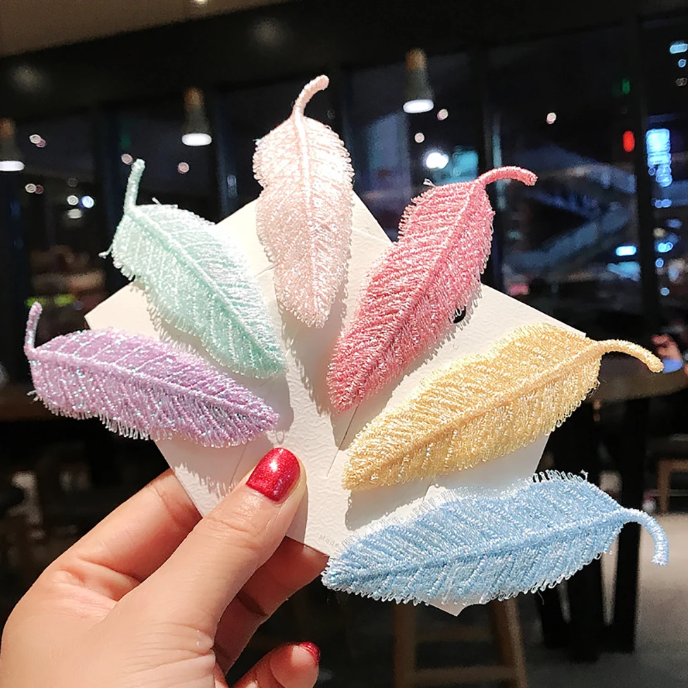 Модные детские заколки для волос в виде листьев девочек простой стиль милые