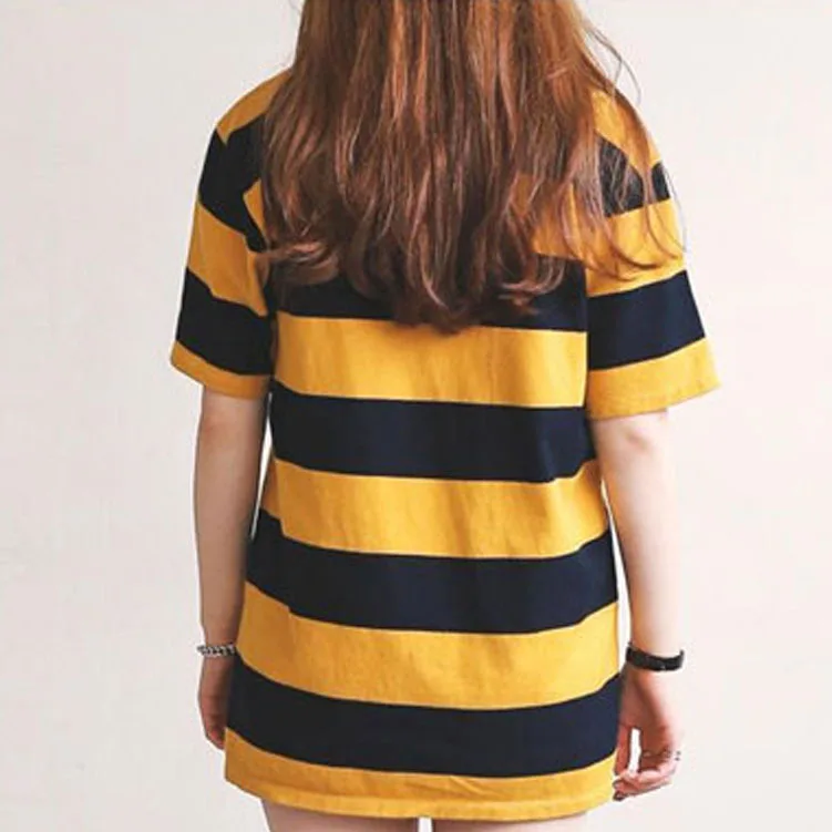 Летние футболки в радужную полоску с коротким рукавом Женская Повседневная