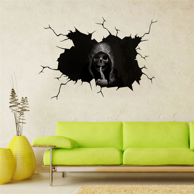 Страшные наклейки с черепами Стикеры Хэллоуин стены пола в стиле вечеринки окна