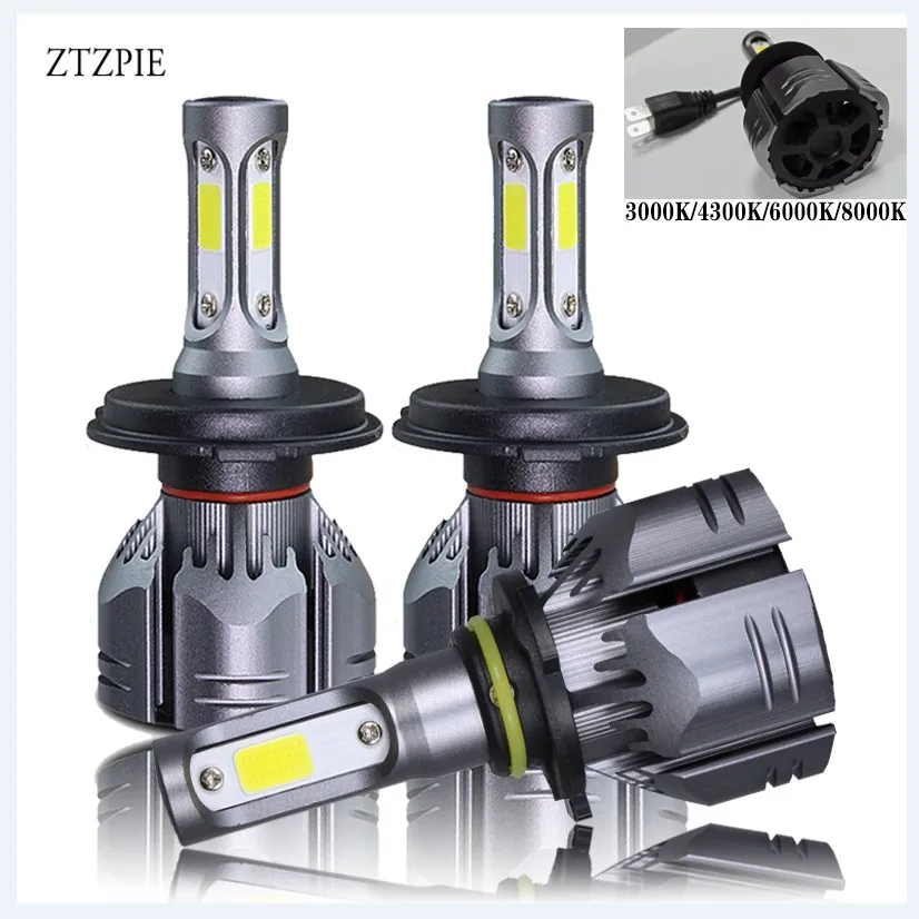 ZTZPIE 72W фары для 3000k 4300K 6000K 12000LM Turbo H1 H8 H4 светодиодные лампы 12V автомобильный светильник H3 H7 H11 9007 8000 К лампочки Супер яркий COB Туман светильник