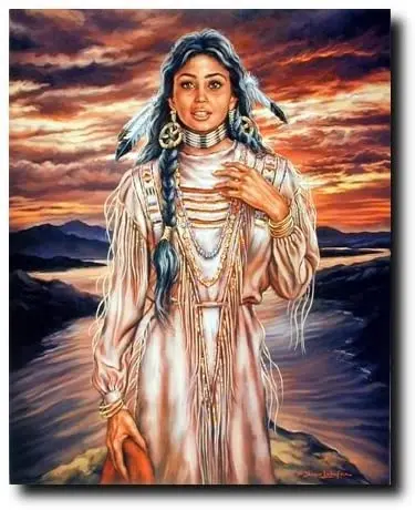 

Indian Maiden Sunset Wall Decor Art Print Poster