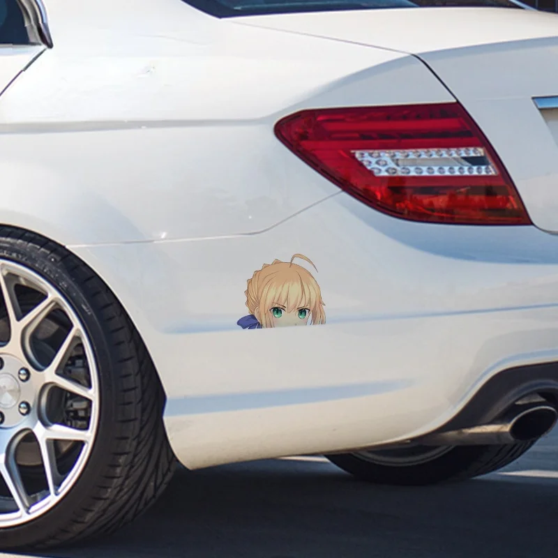 

Popular FATE SABER PEEKING Fine Car Stickers Car Styling Decal Personality Graphics Sticker Occlusion Scratch KK13*10cm