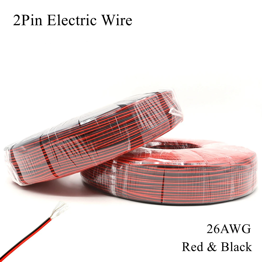 2 контактный Электрический провод 26AWG красный черный медный кабель из луженой