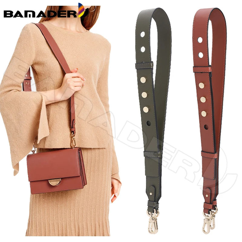 

BAMADER Genuine Leather Bag Strap High Quality Rivet Wide Shoulder Strap Fashion Adjustable 90cm-110cm Women Bag Accessories New