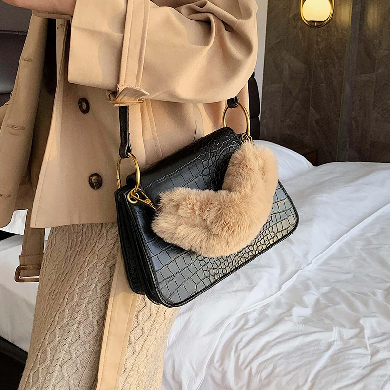 Элегантная женская плюшевая Сумка тоут новинка зимы 2019 дизайнерская сумка из
