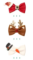 15pcs cute leather bow hairpins glitter reindeer ears party hat bowknot hair clips xmas new year headwear hair accessories