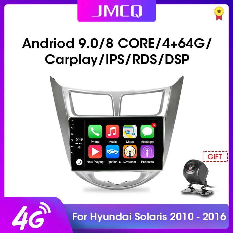 JMCQ Android 9 0 T3L для Hyundai Solaris 1 2010-2016 автомобильный Радио Multimidia видео плеер навигация GPS