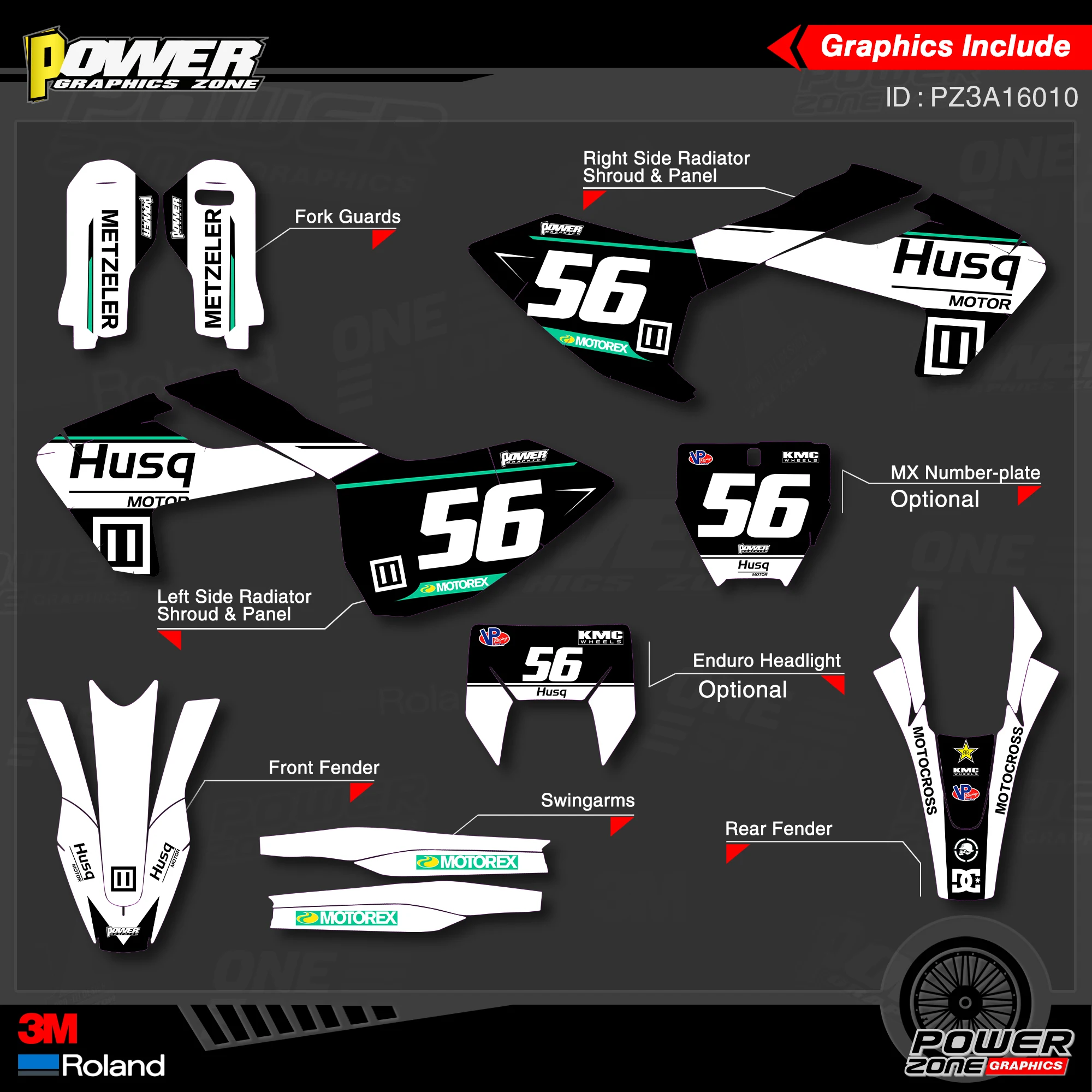 PowerZone Custom Team Graphics Decals 3M Stickers Kit For Husqvarna Sticker 2016-18 TC FC TX FX FS 2017-19 TE FE 125-450cc 10 | Автомобили