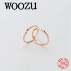 Женское облегающее кольцо на палец из розового золота в минималистичном стиле WOOZU, аксессуар для украшения на свадьбу, годовщину из настоящего серебра 925 пробы